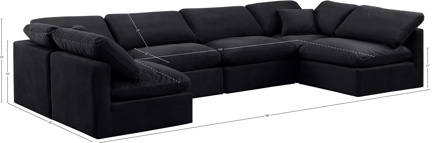 luxus black velvet modular sectional sec6d