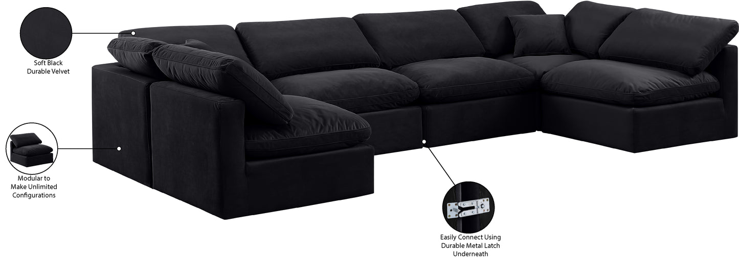 luxus black velvet modular sectional sec6d