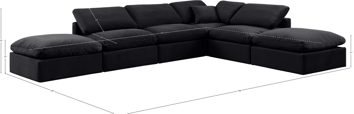 luxus black velvet modular sectional sec6e