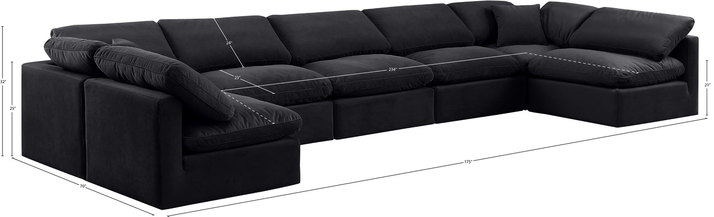 luxus black velvet modular sectional sec7b