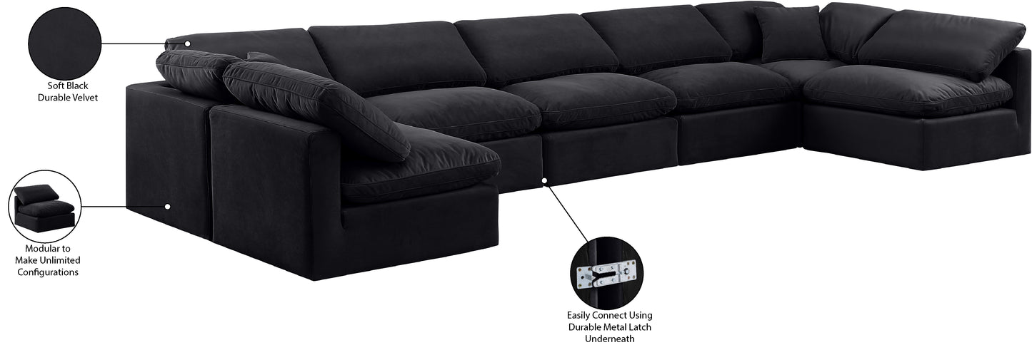 luxus black velvet modular sectional sec7b