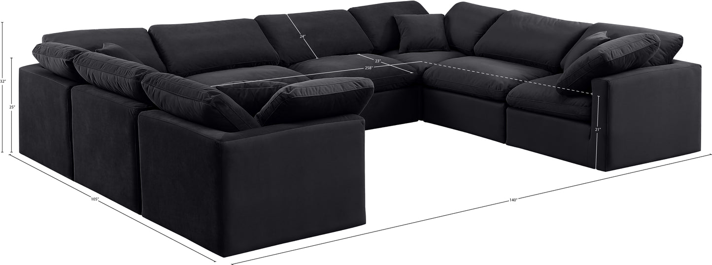 luxus black velvet modular sectional sec8a