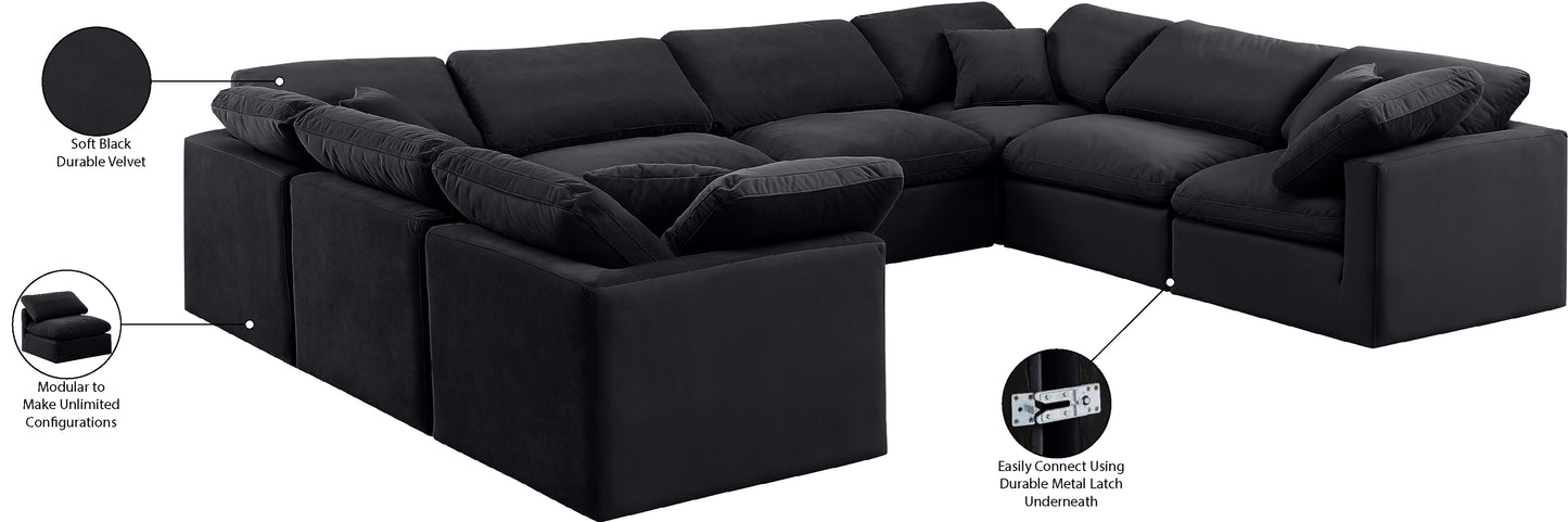 luxus black velvet modular sectional sec8a