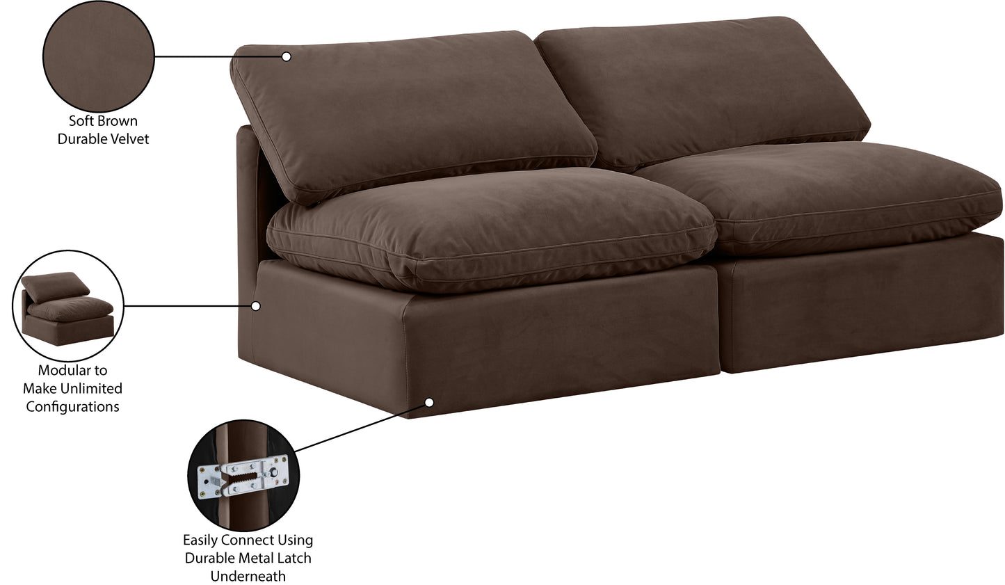 luxus brown velvet modular sofa s2