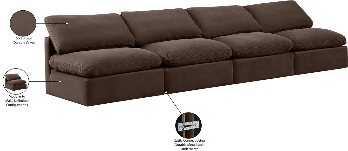 luxus brown velvet modular sofa s4