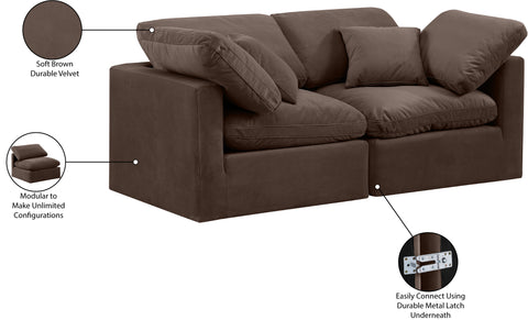 Luxus Brown Velvet Modular Sofa S70