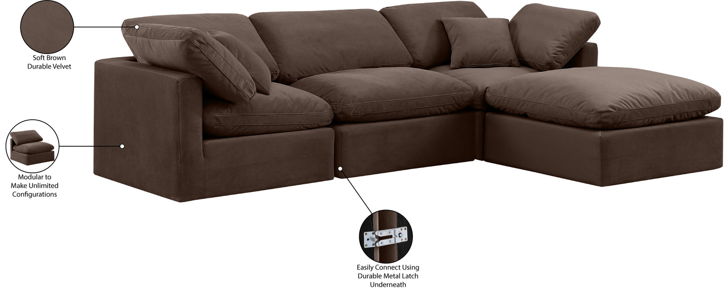 luxus brown velvet modular sectional sec4a