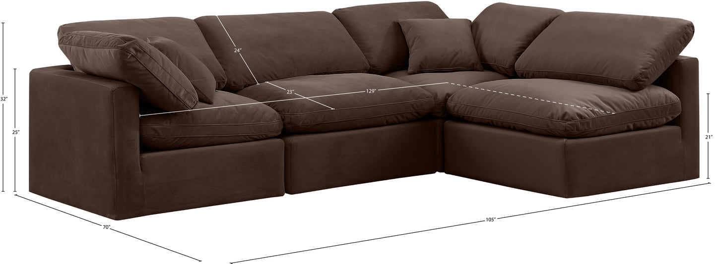 luxus brown velvet modular sectional sec4b