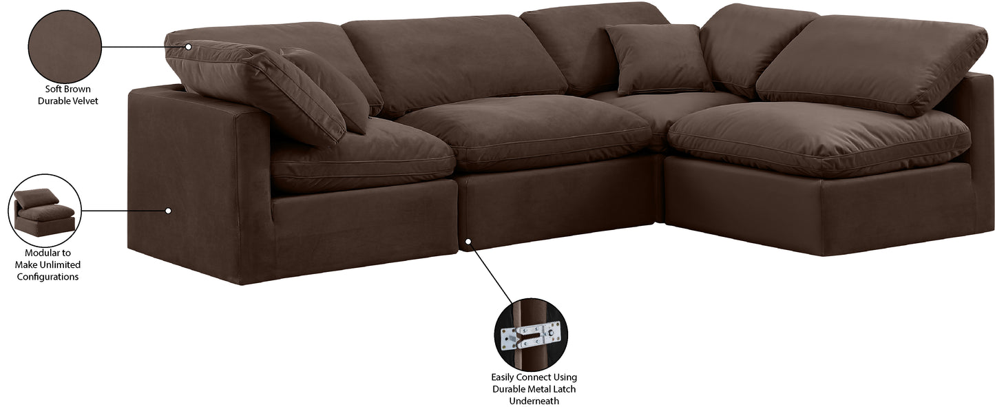 luxus brown velvet modular sectional sec4b