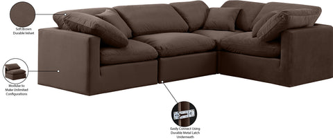 Luxus Brown Velvet Modular Sectional Sec4C