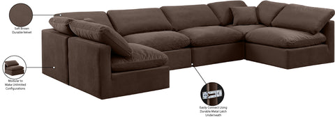 Luxus Brown Velvet Modular Sectional Sec6D