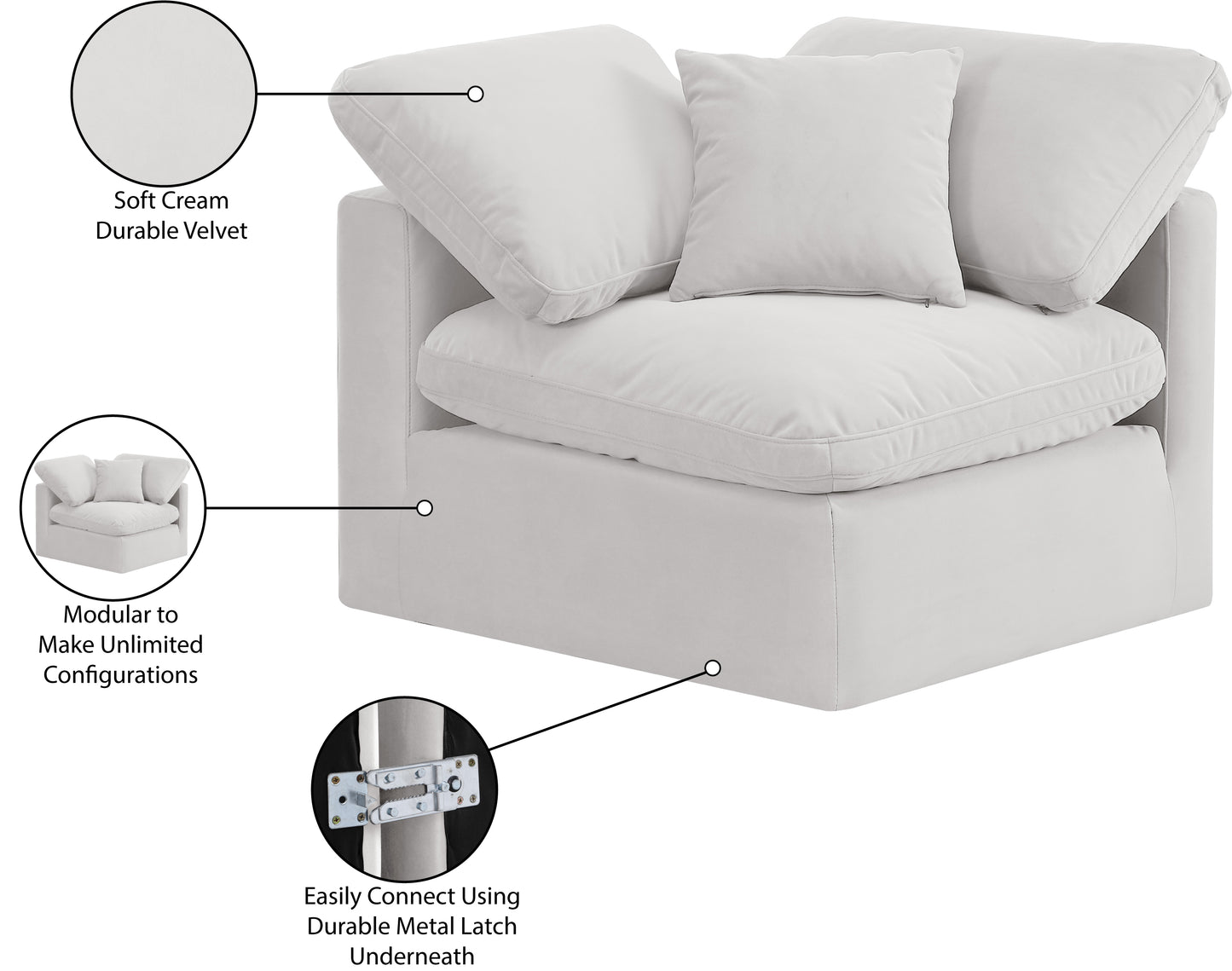 luxus cream velvet corner chair corner