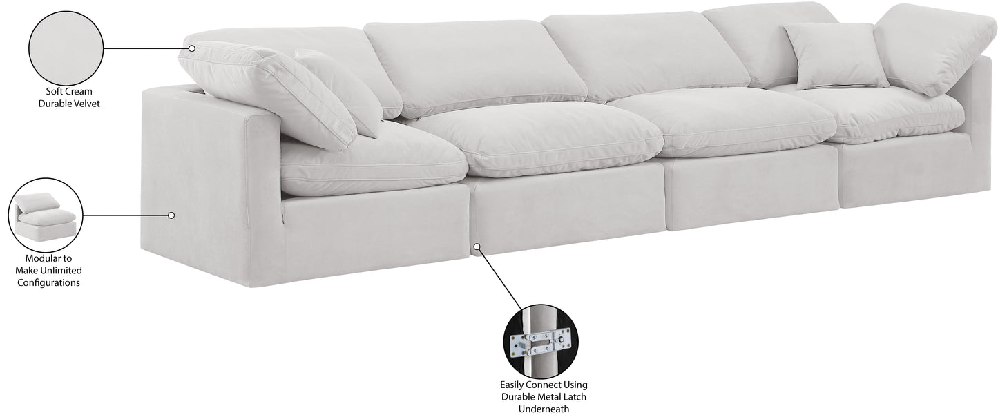 luxus cream velvet modular sofa s140