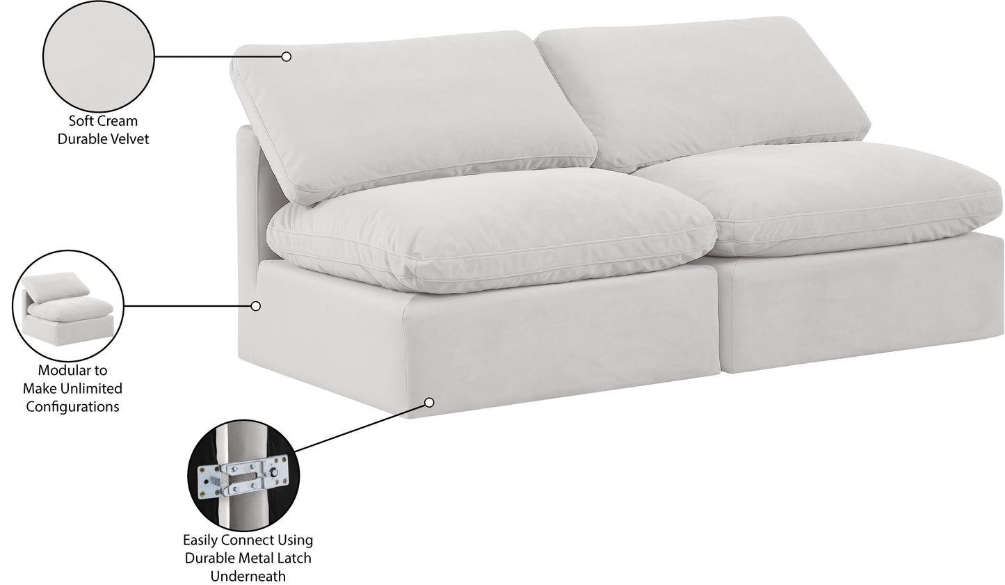 luxus cream velvet modular sofa s2