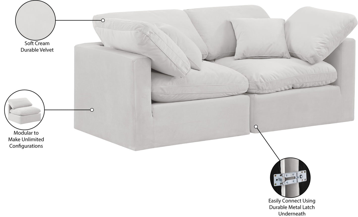 luxus cream velvet modular sofa s70