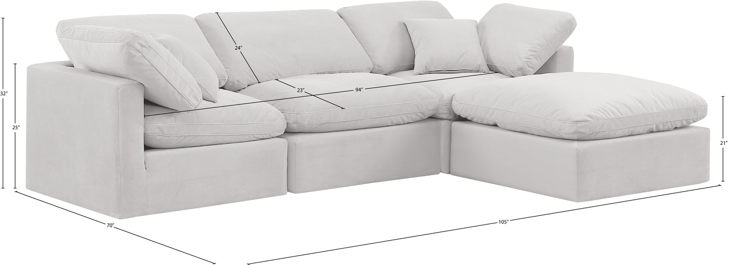 luxus cream velvet modular sectional sec4a