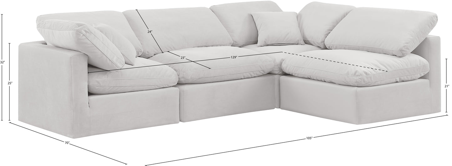 luxus cream velvet modular sectional sec4b