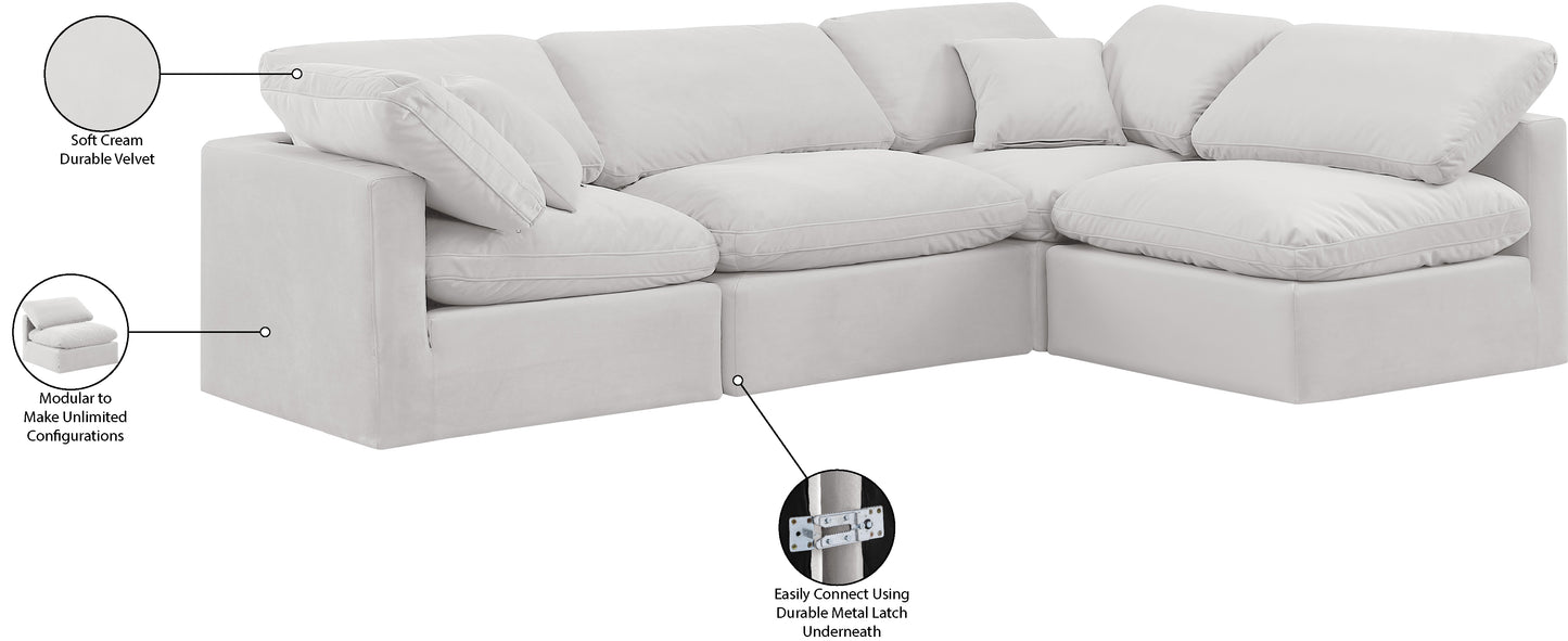 luxus cream velvet modular sectional sec4b