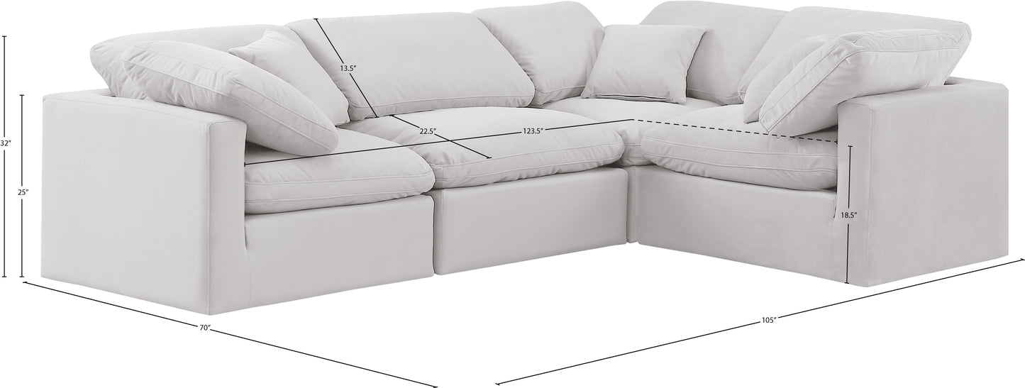 luxus cream velvet modular sectional sec4c