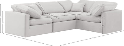 Luxus Cream Velvet Modular Sectional Sec4C