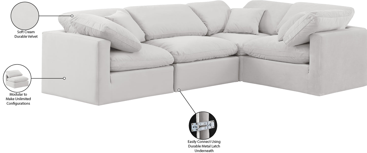 luxus cream velvet modular sectional sec4c