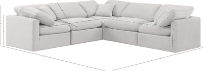 Luxus Cream Velvet Modular Sectional Sec5C