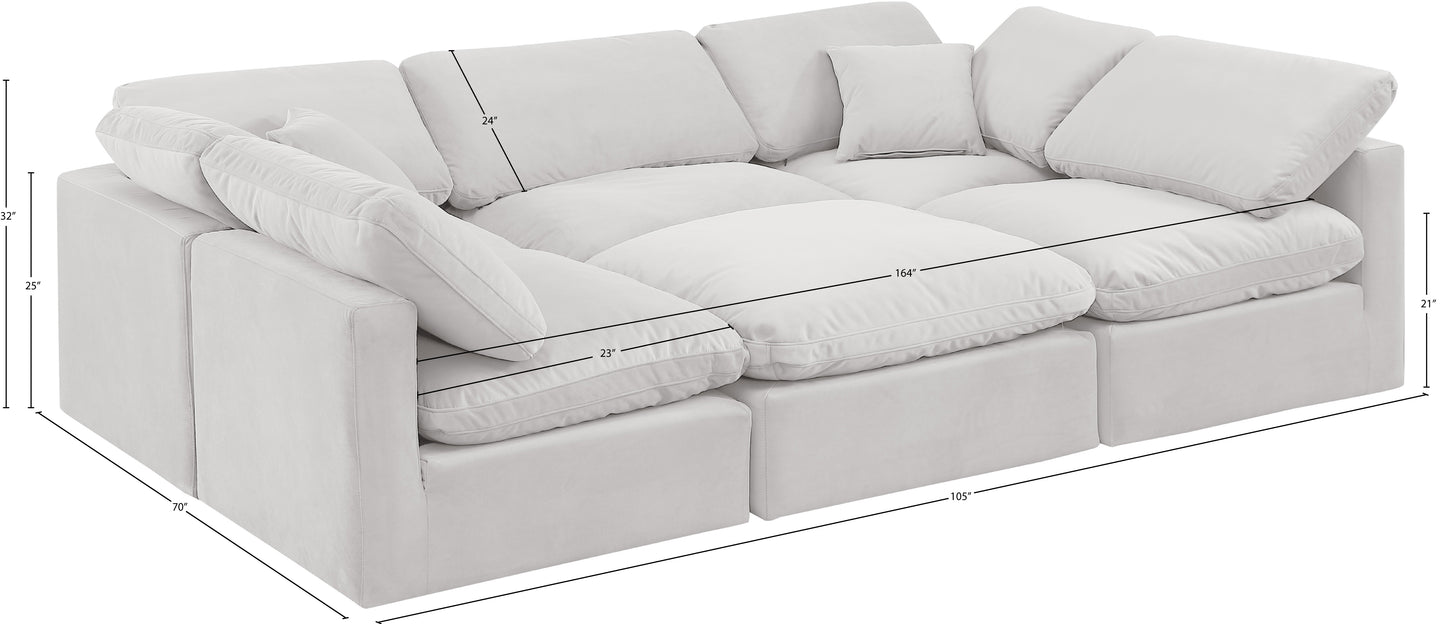 luxus cream velvet modular sectional sec6c