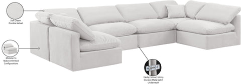 Luxus Cream Velvet Modular Sectional Sec6D