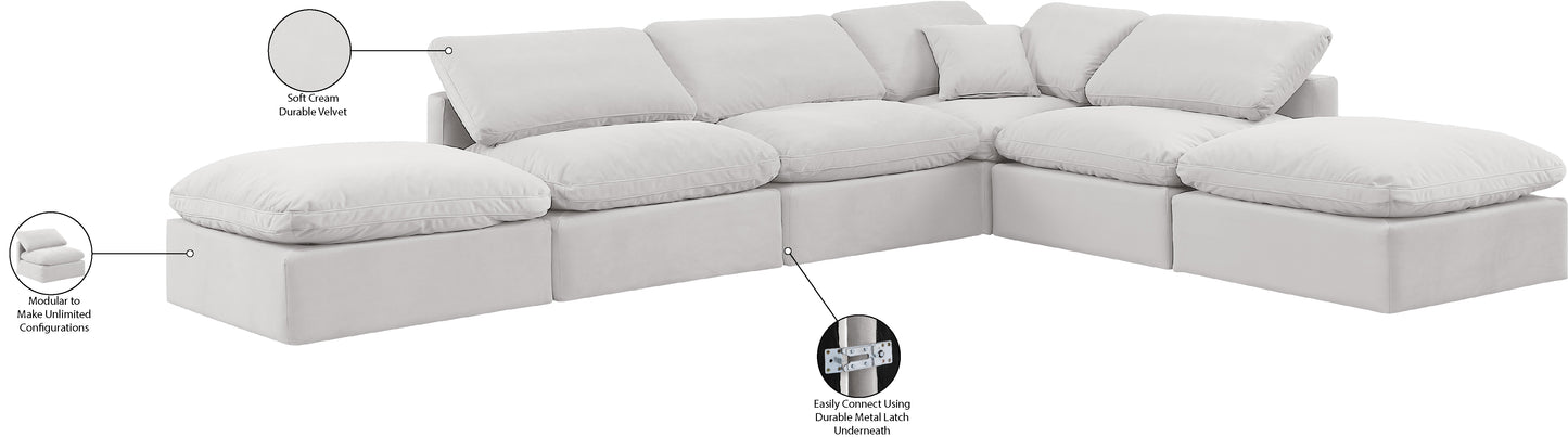 luxus cream velvet modular sectional sec6e