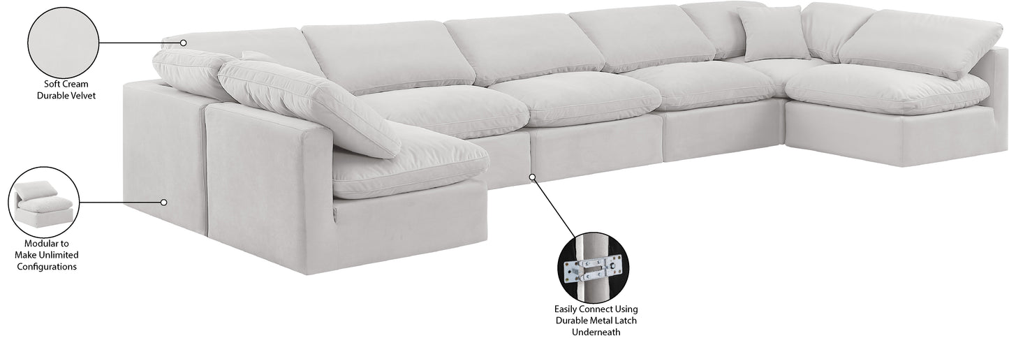 luxus cream velvet modular sectional sec7b