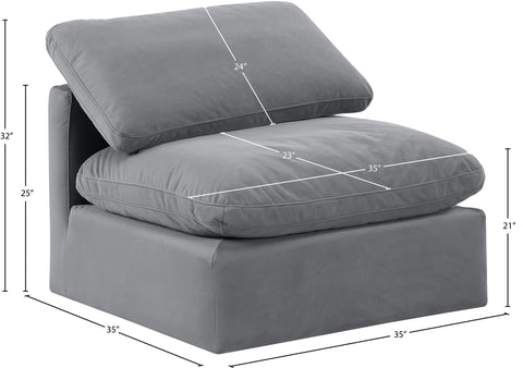 Luxus Grey Velvet Armless Chair Armless