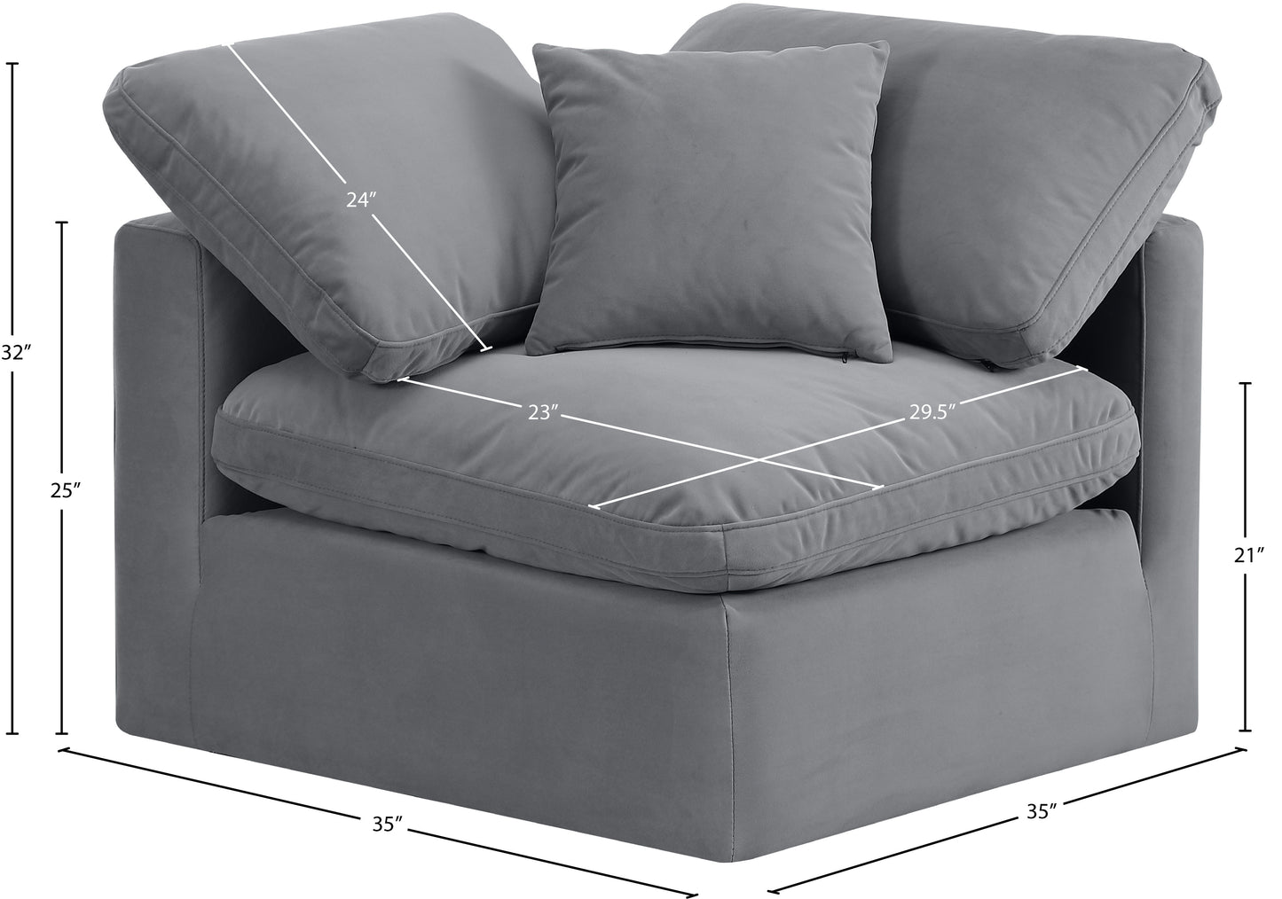 luxus grey velvet corner chair corner