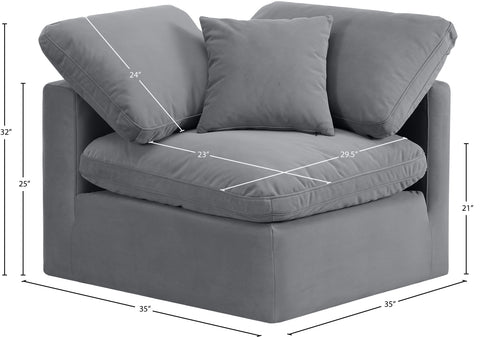 Luxus Grey Velvet Corner Chair Corner