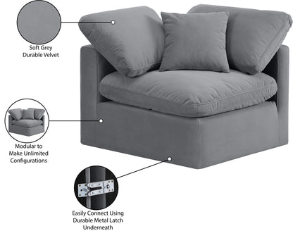 Luxus Grey Velvet Corner Chair Corner