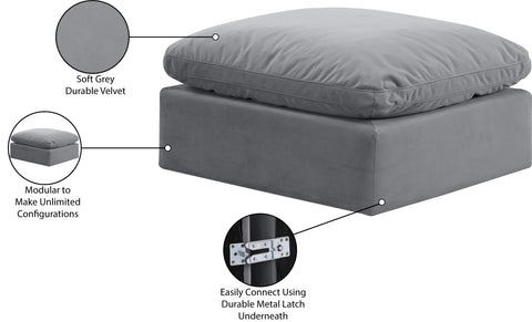 Luxus Grey Velvet Ottoman Ott