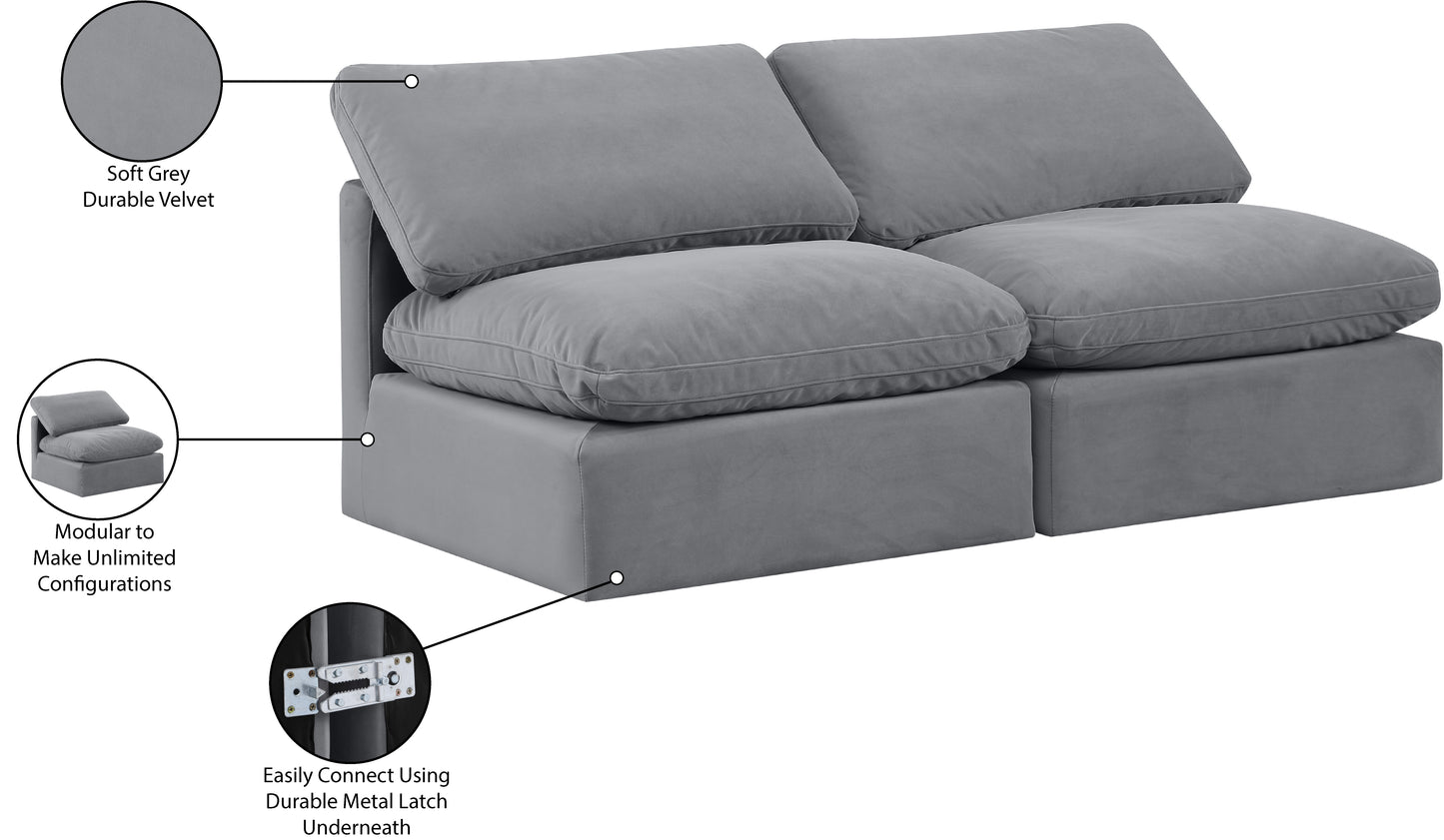 luxus grey velvet modular sofa s2