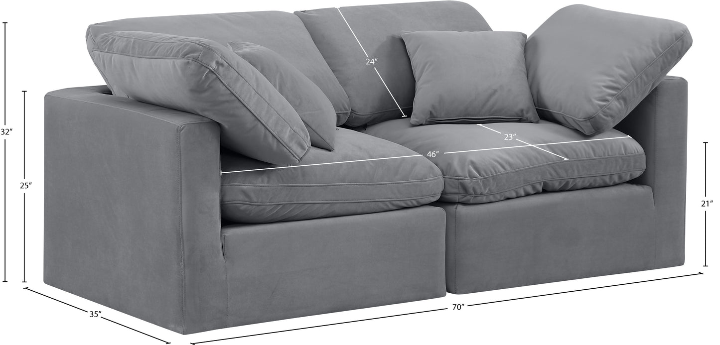 luxus grey velvet modular sofa s70