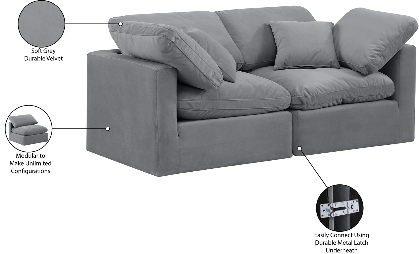 luxus grey velvet modular sofa s70