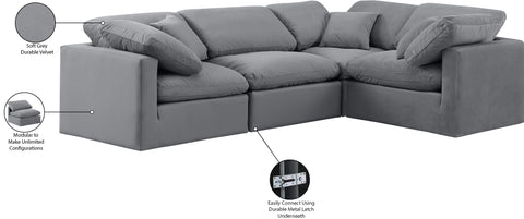 Luxus Grey Velvet Modular Sectional Sec4C