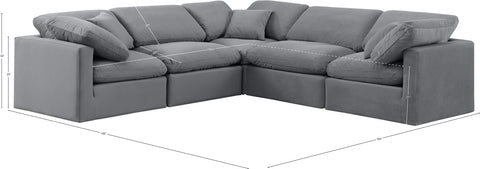 Luxus Grey Velvet Modular Sectional Sec5C