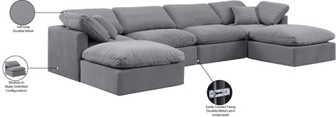 Luxus Grey Velvet Modular Sectional Sec6B