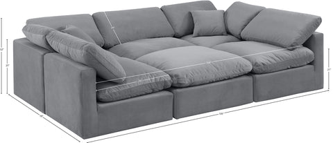 Luxus Grey Velvet Modular Sectional Sec6C