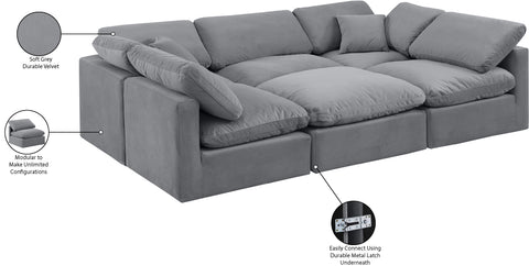 Luxus Grey Velvet Modular Sectional Sec6C