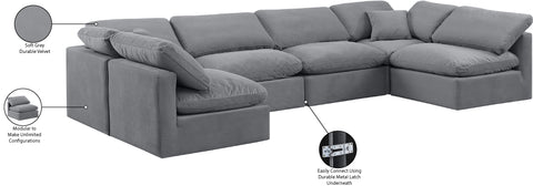 Luxus Grey Velvet Modular Sectional Sec6D