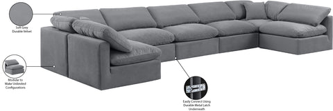 Luxus Grey Velvet Modular Sectional Sec7B