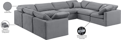 Luxus Grey Velvet Modular Sectional Sec8A