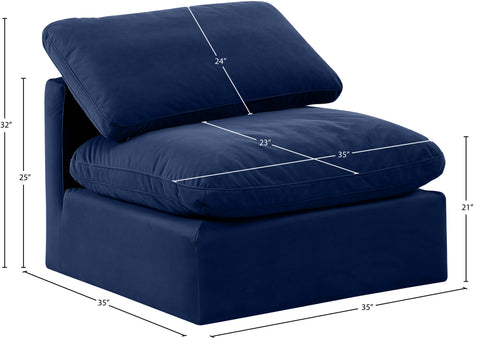 Luxus Navy Velvet Armless Chair Armless