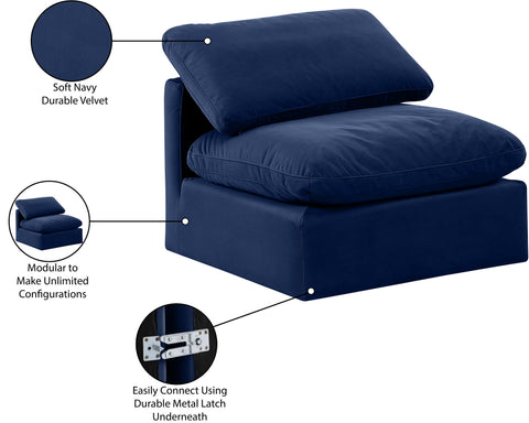 Luxus Navy Velvet Armless Chair Armless