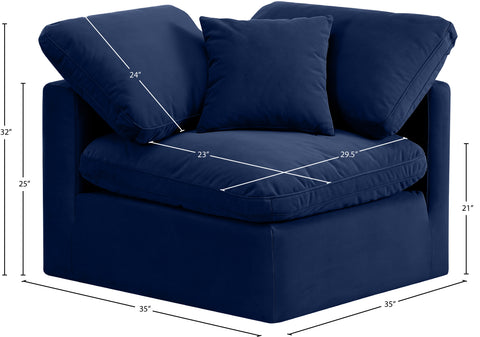Luxus Navy Velvet Corner Chair Corner