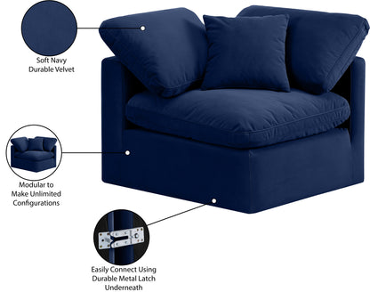 Luxus Navy Velvet Corner Chair Corner